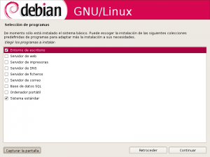 Selección de software a instalar